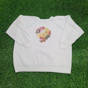Vintage 90s Teddy-Bear Sweatshirt Womens XL 23x21 White